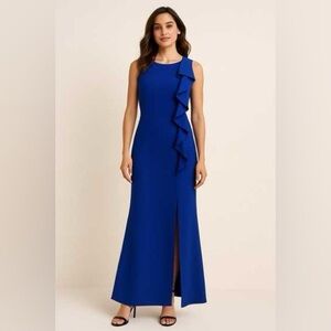 Jessica Howard Royal Blue Ruffle Evening Gown